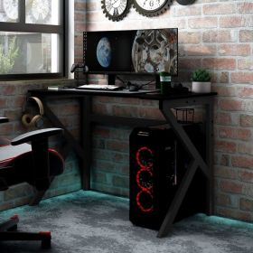 Gaming Desk with K Shape Legs Black 43.3"x23.6"x29.5"