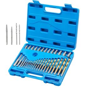 VEVOR Screw Extractor with Drill Bit Set, 35-Piece Bolt Extractor Kit, 19 PCS Bolt Extractors and 16 PCS Reverse HSS Drill Bits, with Storage Case