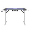 Gaming Desk, Steel Legs, Multicolored LED Lights, Cup Holder, 3 USB Ports, Tempered Glass Accent in White