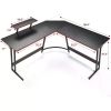 Shahoo L Shaped Gaming Desk, 51 Inch Computer Corner Table with Large Monitor Stand & Carbon Fiber Surface for Home