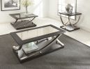 Contemporary Occasional Tables - Bold Expression of Style - Soft Flowing Shapes, Crackled Glass Tops - Merlot Cherry Finish