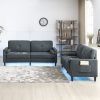 2 Piece Modern Sofa Couch and Loveseat with 2 Side Pockets, Modern Sofa with 2 USB Ports on the Armrest, Power Sofa set with LED Lights