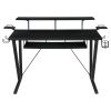 Black and Gunmetal Gaming Desk with Keyboard Tray