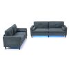 2 Piece Modern Sofa Couch and Loveseat with 2 Side Pockets, Modern Sofa with 2 USB Ports on the Armrest, Power Sofa set with LED Lights