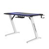 Gaming Desk, Steel Legs, Multicolored LED Lights, Cup Holder, 3 USB Ports, Tempered Glass Accent in White