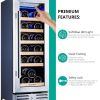 Kalamera Mini Fridge 18 Bottle - 12 inch Wine Cooler Refrigerator, with Stainless Steel & Double-Layer Tempered Glass Door
