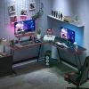 Shahoo L Shaped Gaming Desk, 51 Inch Computer Corner Table with Large Monitor Stand & Carbon Fiber Surface for Home