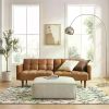 Couch,Futon,Sofa Bed, Loveseat, Mid Century Modern Futon Couch,Cama, Couches for Living Room, 77.5" (Pecan Brown Faux Leather)