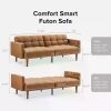 Couch,Futon,Sofa Bed, Loveseat, Mid Century Modern Futon Couch,Cama, Couches for Living Room, 77.5" (Pecan Brown Faux Leather)