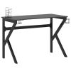 Gaming Desk with K Shape Legs Black 43.3"x23.6"x29.5"