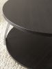 Elegant Table Collection - Soft Round Shapes, Silvershield Laminate Tops - Black Nickel Base, Aggressive Profile - Cocktail Table with Casters