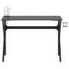 Gaming Desk with K Shape Legs Black 43.3"x23.6"x29.5"