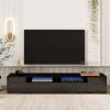 ON-TREND Extended, Minimalist Design TV stand with Color Changing LED Lights, Modern Universal Entertainment Center